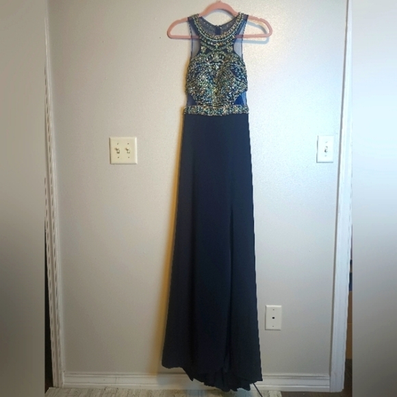 Aspeed Hand Beaded Formal Gown Prom Dress Blue Formal Elegant Floor Length Small - Picture 1 of 11